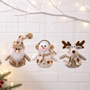 Christmas Hanging Ornaments Knitted Plush Santa Snowman Reindeer Doll Holiday Tree Decor Nordic Style Soft Fabric