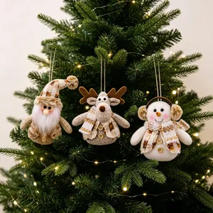 Handcrafted European style Santa Snowman Reindeer Christmas tree hanging ornaments set
