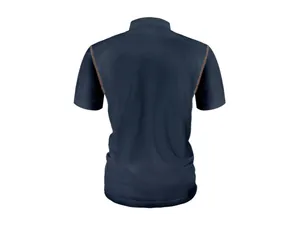 Back view of a navy blue short-sleeved mesh polo shirt with breathable ice silk texture