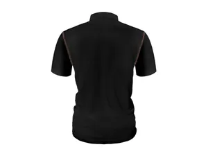 Back view of men's black mesh ice silk polo shirt showing detailed breathable texture