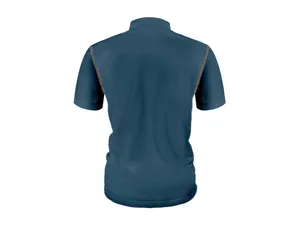 Back view of men's dark blue ice silk mesh short sleeve t-shirt showing texture