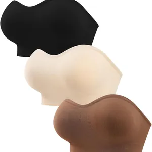 Women Seamless Strapless Bandeau Bra Non-Slip Invisible Padded Wireless Multi-Way Bra With Removable Straps