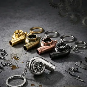 Car Parts Keychain Turbocharger Spinning Turbine Wheel Hub Piston Brake Disc Zinc Alloy Auto Modification Gift For Men