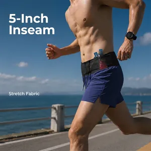 Men Sports Shorts High Waist Quick Dry Breathable Running Fitness Marathon Training With Storage Pocket Polyester