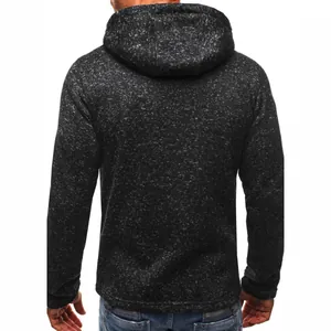 Men's casual jacquard hooded fleece sweatshirt in charcoal grey, detailed back view.