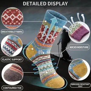 Cozy winter thick warm ethnic style mid-calf socks for women featuring breathable fabric