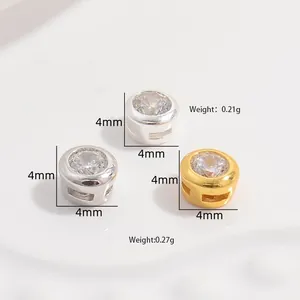 Premium S925 sterling silver hollow round beads with CZ inlay for DIY jewelry making