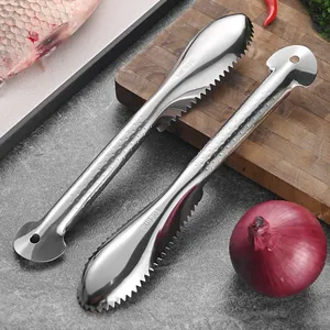 Professional 304 stainless steel fish scale scraper tool with ergonomic handle