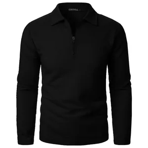 Close-up of black waffle knit men's jacket with quarter-zip and lapel collar detail.