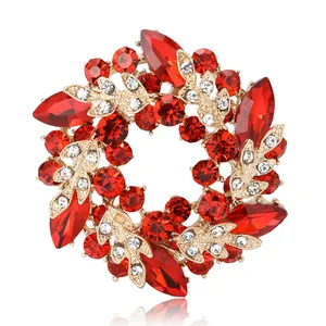 Élégante Broche en Alliage Strass Couronne Florale pour Femmes Bijoux de Mode Rétro Magnifique Accessoires de Décoration