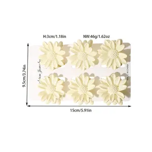 Detailed measurement guide for 6-piece retro floral frangipani hair claw clip set