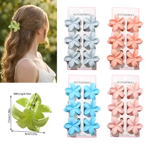 Detail showing dimensions of colorful plumeria flower hair claw clips for women