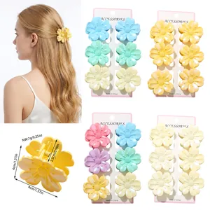 Detailed view of matte plumeria flower hair claw clips with size and weight information