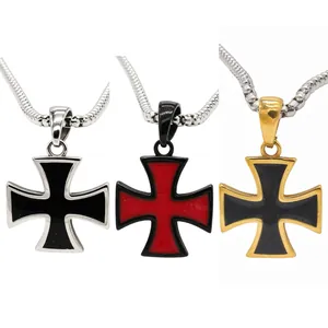 Vintage Stainless Steel Iron Cross Pendant Only Enamel Maltese Cross Jewelry For Men Rock Punk Biker Gothic Pendant