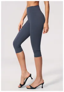 High-waisted brushed yoga capris for women featuring a slimming compression fit