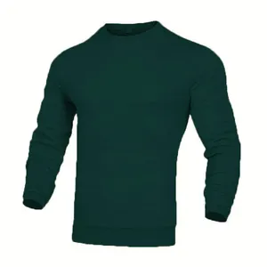 Vue de face d'un sweat-shirt vert foncé pour hommes avec texture gaufrée à carreaux