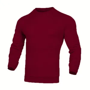 Sweat-shirt bordeaux à col rond pour hommes avec texture gaufrée et petits carreaux