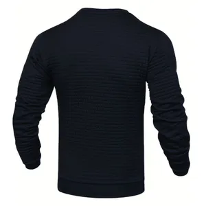 Vue arrière d'un sweat-shirt bleu marine à maille gaufrée pour hommes