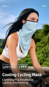 Breathable ice silk cycling face mask with UPF 50+ sun protection shown in outdoor use