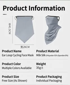 Detailed view of breathable ear-hook cycling face mask with dimensions