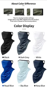 Breathable ice silk cycling face masks with ear loops in six different color options