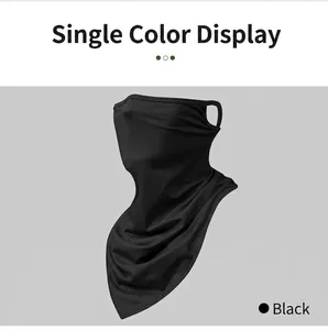 Close-up of black breathable cycling face mask with ear loops for sun protection