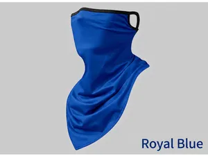 Breathable royal blue ice silk cycling face mask with ear loops for outdoor sports UV protection