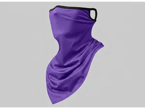 Dark purple breathable cycling face mask with ear loops for outdoor sun protection