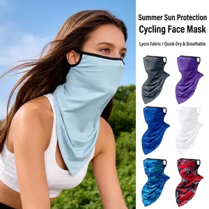 Face Mask Neck Gaiter Ice Satin Ear Loops UV Protection Breathable Triangle Scarf For Cycling Hiking Outdoor Sports