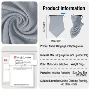 Lightweight and breathable quick-dry sun protection cycling face mask with ear loops