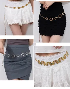 Bohemian vintage metal waist chain belts featuring butterfly and hollow ring designs
