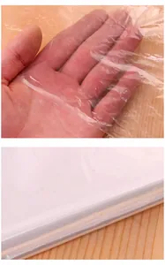 Close-up detail showing the high transparency and texture of plastic garment bags.