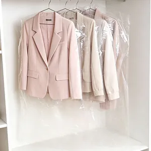 Transparent PEVA plastic garment dust covers for suit and coat storage in closet