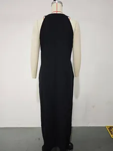 Detailed back view of a minimalist black sleeveless cotton linen maxi dress for women.