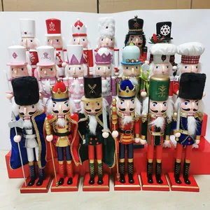 Large 38cm wooden nutcracker soldier figurines set for festive Christmas home decor