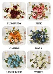 Realistic artificial peony bouquets in six vibrant colors for home decoration.