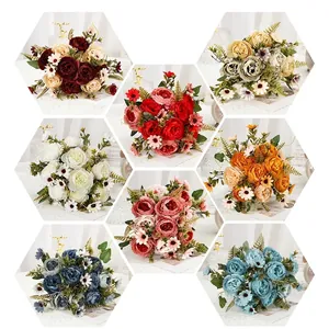 Realistic artificial peony bouquets in eight color options for elegant home decor