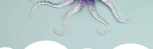 Detailed view of colorful translucent purple tentacles of octopus stress relief toy