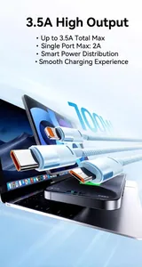 Close-up of 3-in-1 braided charging cable with Lightning, Type-C and Micro-USB ports