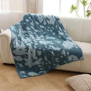 Premium soft cow print flannel throw blanket for sofa or office air-conditioning nap use