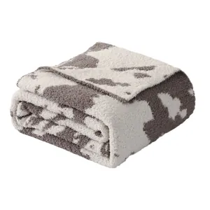 Premium soft cow print flannel throw blanket perfect for sofa or office nap use