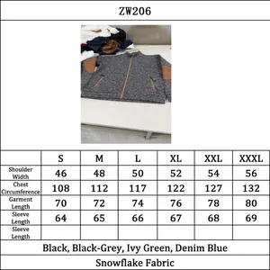 Pull en maille zippé pour homme avec coudières et tableau des tailles complet