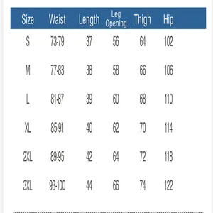 Size guide for men's color-changing beach shorts and swim trunks, sizes S to 3XL