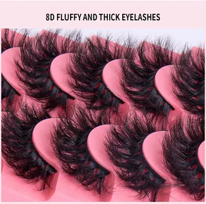 7 pairs of 8D fluffy and thick eyelashes for exaggerated stage makeup looks.
