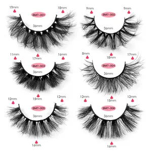 Thick dramatic D-curl false eyelashes set with length measurements and style codes in 6 pairs