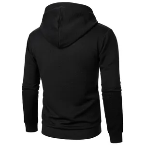 Back view of black men's sports hoodie featuring detailed jacquard texture pattern