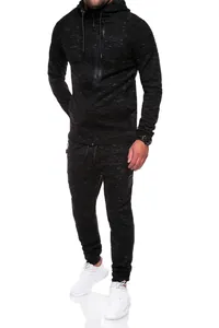 Men's outdoor sports tracksuit featuring snowflake pattern hoodie and joggers set