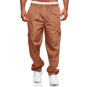 Pantaloni cargo classici da uomo a gamba dritta e vestibilità ampia con tasche marroni