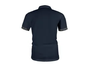 Vue arrière d'un polo pour hommes en soie glacée bleu marine à texture gaufrée