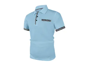 Polo bleu clair pour homme avec des détails à motifs cachemire élégants aux manches